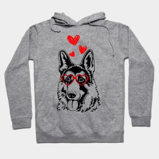 German Shepherd Heart Glasses Funny Cute Dog Valentine's Day Hoodie